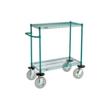 Gec Nexel 2 Shelf Cart, Poly-Green, 36"L x 18"W x 43"H, Pneumatic Rigid Casters SC1836NG2
